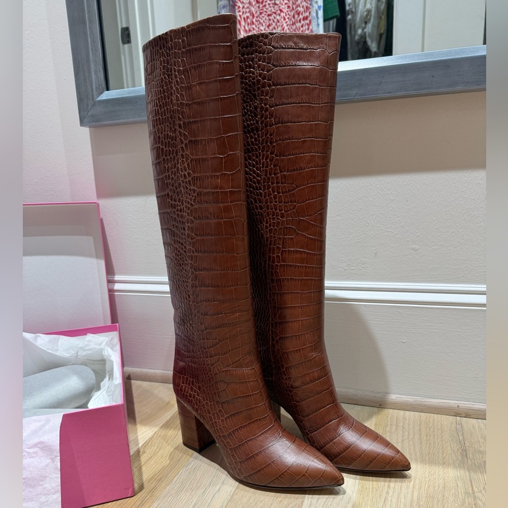 NEW Paris Texas Croc Effect Leather Knee Boots 38.5